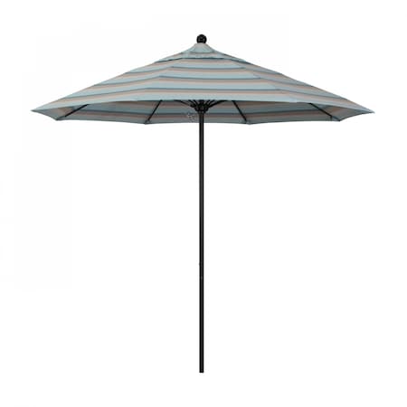 California Umbrella 9' Black Aluminum Market Patio Umbrella, Sunbrella Gateway Mist? 194061335536